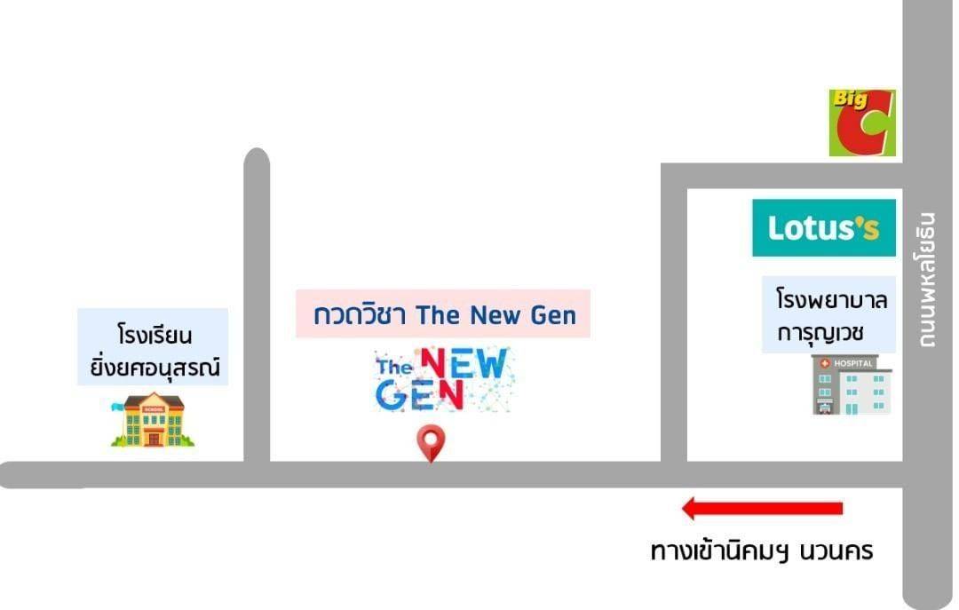 แผนที่เส้นทาง สถาบันกวดวิชา The NEW GEN นวนคร